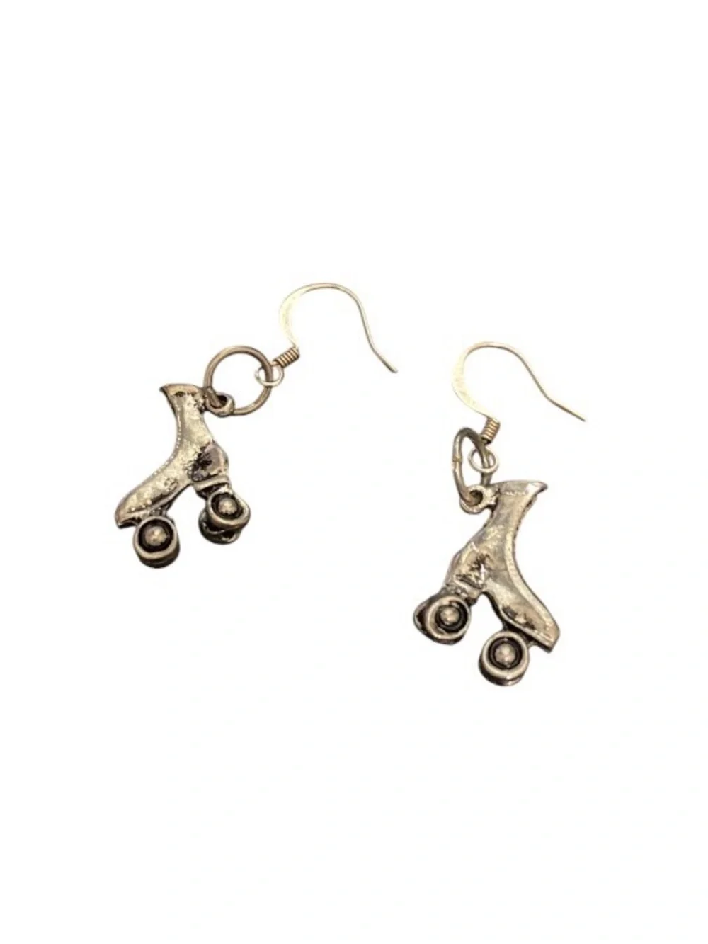 Silver Roller Skate Dangle Earrings